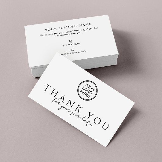 Thank You for Your Purchase Packaging Inserts Visitekaartje
