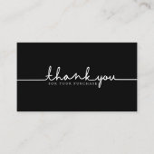 Thank You For Your Purchase Sleek Black Visitekaartje (Voorkant)