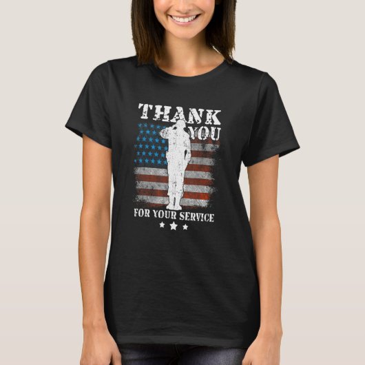 Thank You For Your Service American Flag Veterans  T-shirt (Voorkant)