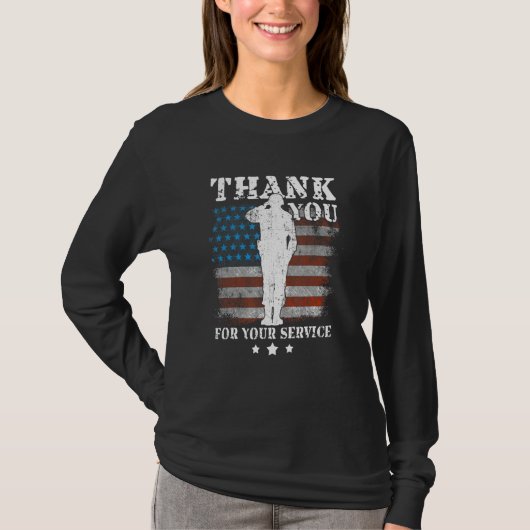 Thank You For Your Service American Flag Veterans  T-shirt (Voorkant)
