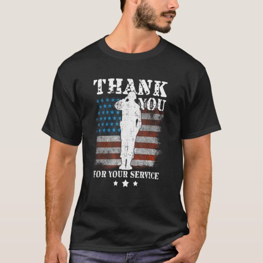 Thank You For Your Service American Flag Veterans  T-shirt (Voorkant)