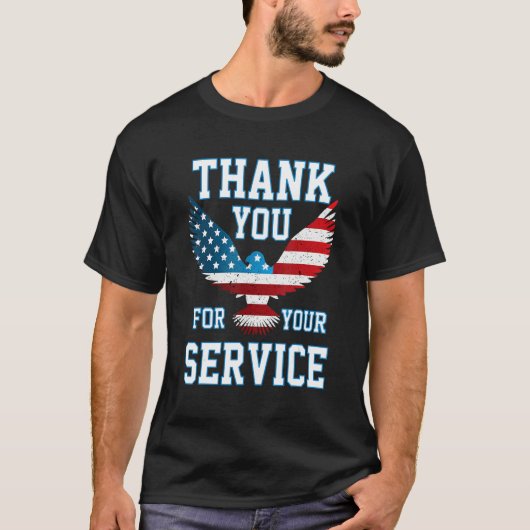 Thank You for your Service Patriotic Eagle Veteran T-shirt (Voorkant)