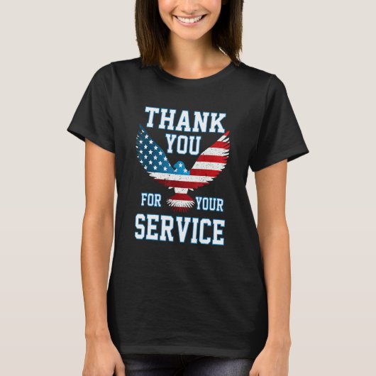 Thank You for your Service Patriotic Eagle Veteran T-shirt (Voorkant)