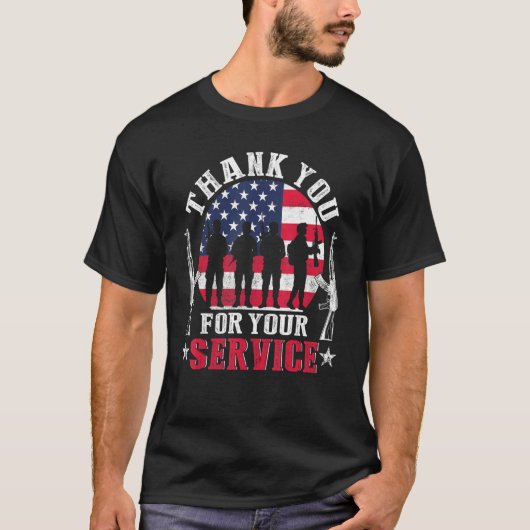 Thank You For Your Service Patriotic Veterans Day T-shirt (Voorkant)