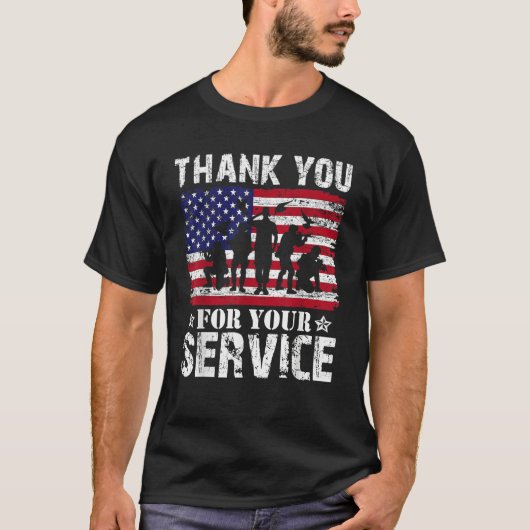 Thank You For Your Service Veteran US Flag Veteran T-shirt (Voorkant)