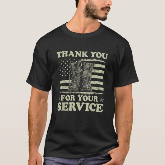 Thank You For Your Service Veteran US Flag Veteran T-shirt (Voorkant)