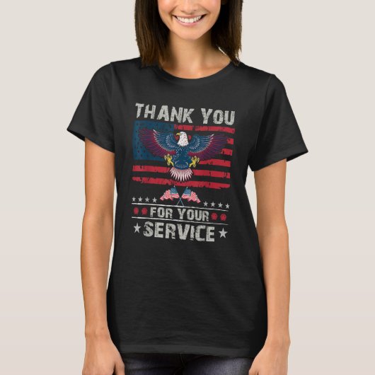 Thank You For Your Service Veteran US Flag Veteran T-shirt (Voorkant)