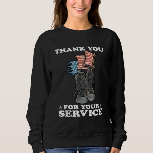 Thank You For Your Service Veteran US Flag Veteran Trui (Voorkant)