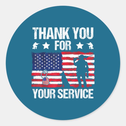 Thank You For Your Service Veterans Belgian Malino Ronde Sticker (Voorkant)