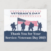 Thank You for Your Service: Veterans Day 2025  Hol Feestdagenkaart (Achterkant)