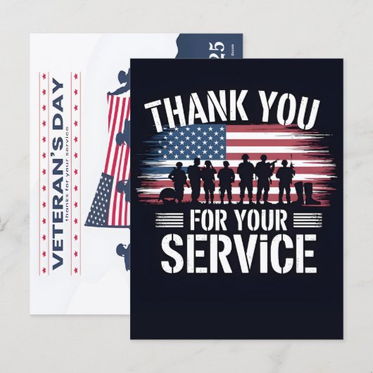 Thank You for Your Service: Veterans Day 2025  Hol Feestdagenkaart (Voorkant / Achterkant)
