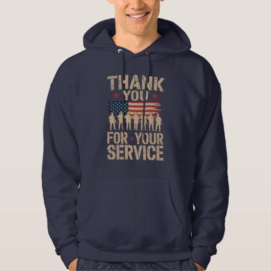 THANK YOU FOR YOUR SERVICE Veterans Day Tribute Hoodie (Voorkant)