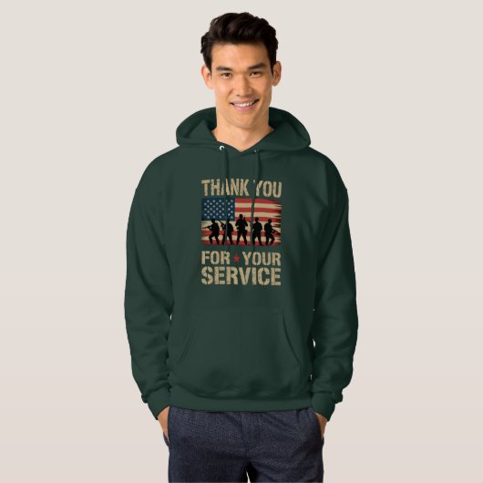 THANK YOU FOR YOUR SERVICE Veterans Day Tribute Hoodie (Voorkant volledig)