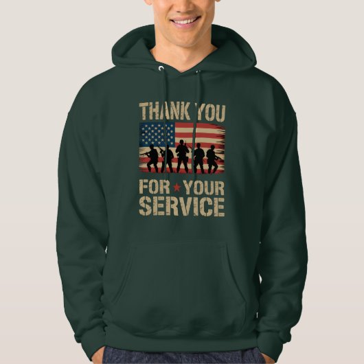 THANK YOU FOR YOUR SERVICE Veterans Day Tribute Hoodie (Voorkant)