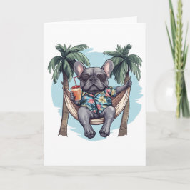 Thank You French Bulldog In Hawaiian Top Bedankkaart