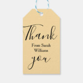 Thank you from add name yellow Pastel boho wedding Cadeaulabel (Achterkant)