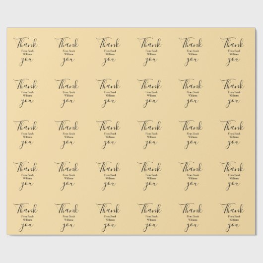 Thank you from add name yellow Pastel boho wedding Cadeaupapier (Vlak)