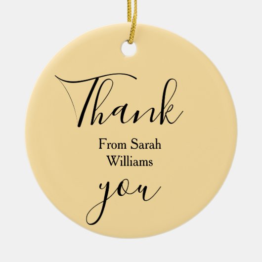 Thank you from add name yellow Pastel boho wedding Keramisch Ornament (Voorkant)