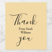 Thank you from add name yellow Pastel boho wedding Wijn Etiket (Enkel label)