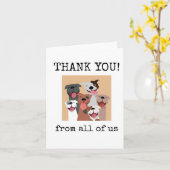 Thank You, From All of Us, Customers, Funny Dogs Kaart (Gele Bloem)