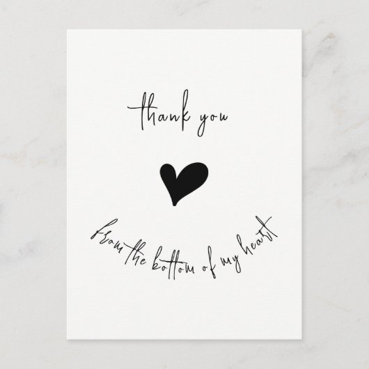 Thank You From Bottom of my Heart Cute Minimalist Briefkaart (Voorkant)