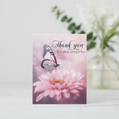Thank you Funeral Butterfly Flower Pink | Photo Bedankkaart (Staand voorkant)