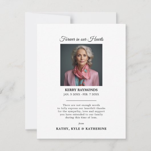 Thank you Funeral Butterfly Flower Pink | Photo Bedankkaart (Achterkant)