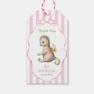 Thank you Gift Tag with cute baby shower dragon. Cadeaulabel