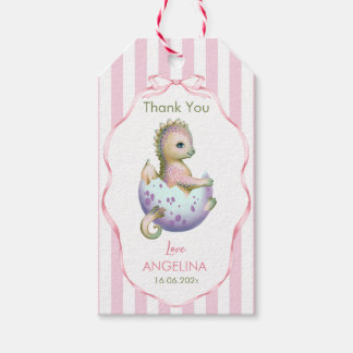 Thank you Gift Tag with cute baby shower dragon. Cadeaulabel