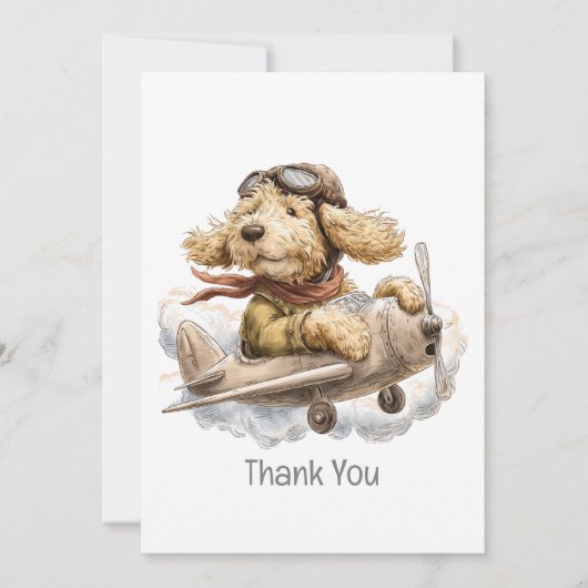 Thank You Goldendoodle Dog Pilot Airplane Bedankkaart (Voorkant)