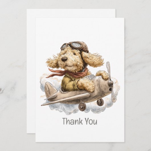 Thank You Goldendoodle Dog Pilot Airplane Bedankkaart (Voorkant / Achterkant)