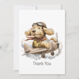 Thank You Goldendoodle Dog Pilot Airplane Bedankkaart