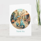 Thank You Goldendoodle Dog Riding Scooter Bedankkaart (Voorkant)