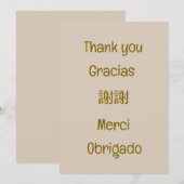 Thank you-Gracias-謝謝-Merci-Obrigado Blank Beige Bedankkaart (Voorkant / Achterkant)