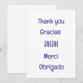 Thank you-Gracias-謝謝-Merci-Obrigado Blank blue Bedankkaart (Voorkant / Achterkant)