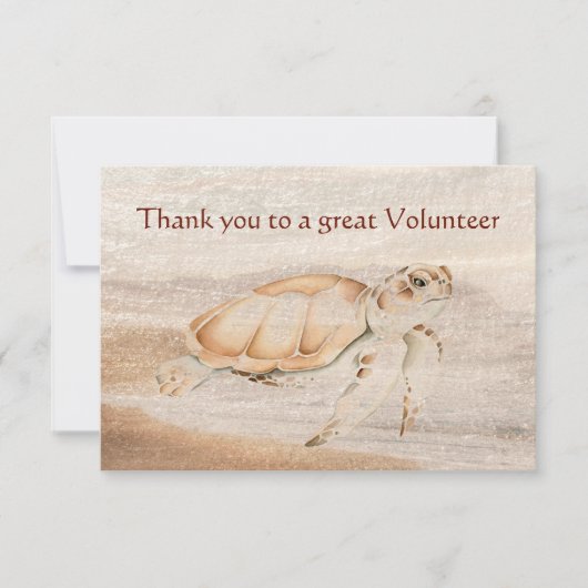 Thank you Great Volunteer Fun Turtle Animal Bedankkaart (Voorkant)