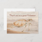 Thank you Great Volunteer Fun Turtle Animal Bedankkaart (Voorkant / Achterkant)