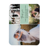 Thank You Green Three Photo Collage Wedding Magneet (Verticaal)