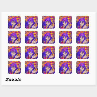 Thank You happy Girl Vierkante Sticker