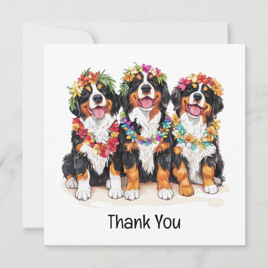 Thank You Hawaiian Bernese Mountain Dogs Bedankkaart (Voorkant)