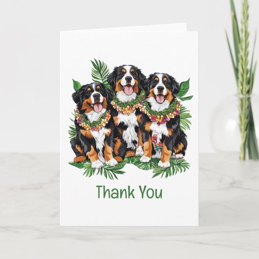 Thank You Hawaiian Bernese Mountain Dogs Bedankkaart (Voorkant)
