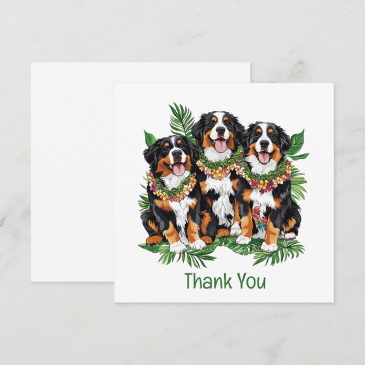 Thank You Hawaiian Bernese Mountain Dogs Bedankkaart (Voorkant / Achterkant)