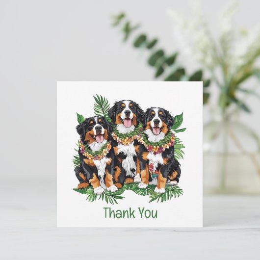 Thank You Hawaiian Bernese Mountain Dogs Bedankkaart (Staand voorkant)