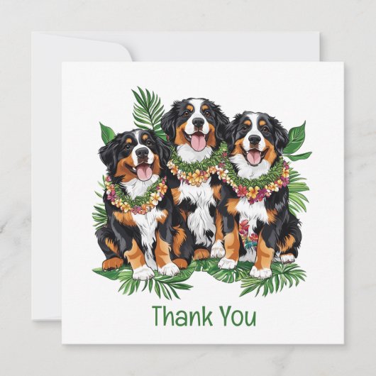 Thank You Hawaiian Bernese Mountain Dogs Bedankkaart (Voorkant)