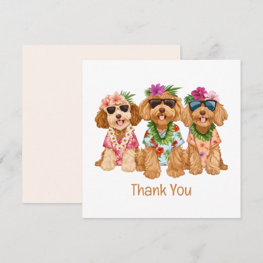 Thank You Hawaiian Goldendoodle Dogs Flower Lei Bedankkaart (Voorkant / Achterkant)