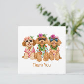 Thank You Hawaiian Goldendoodle Dogs Flower Lei Bedankkaart (Staand voorkant)