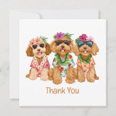 Thank You Hawaiian Goldendoodle Dogs Flower Lei Bedankkaart (Voorkant)