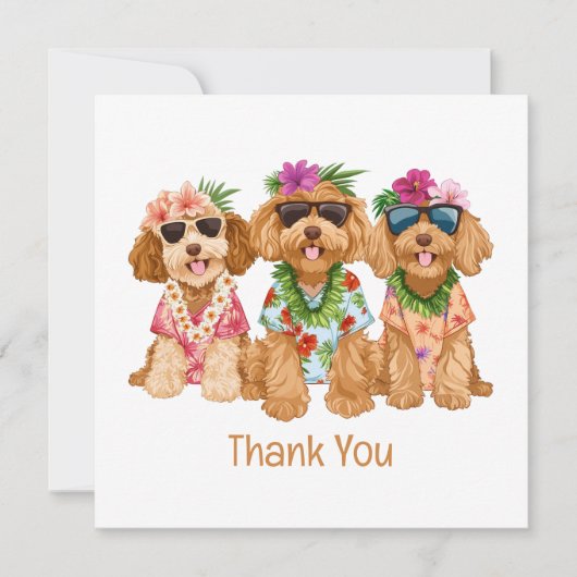 Thank You Hawaiian Goldendoodle Dogs Flower Lei Bedankkaart (Voorkant)