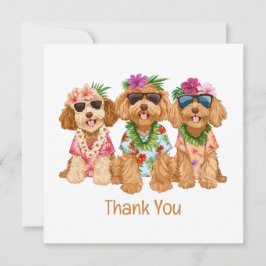 Thank You Hawaiian Goldendoodle Dogs Flower Lei Bedankkaart