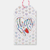 Thank you & heart in 17 langs as heart shapes cadeaulabel (Voorkant)